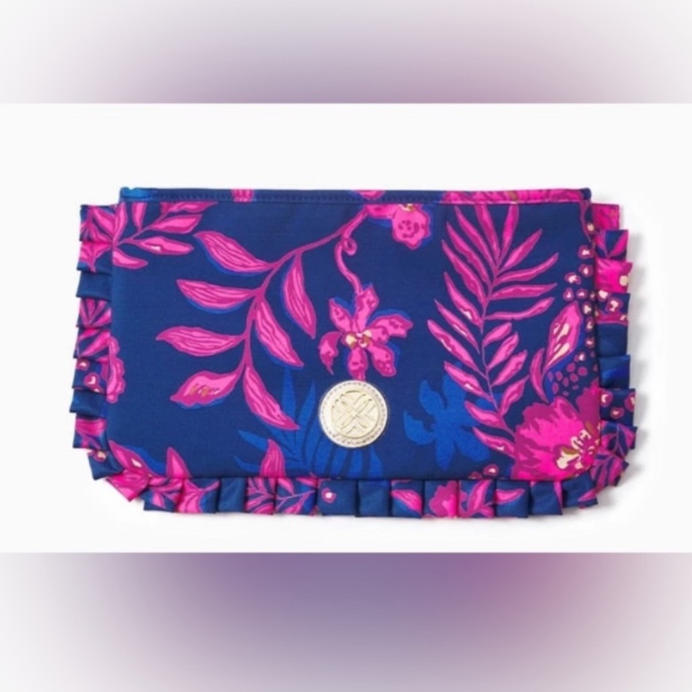 NWT Lilly Pulitzer Pouchette Fabric Clutch Blue Never Ending Summer
